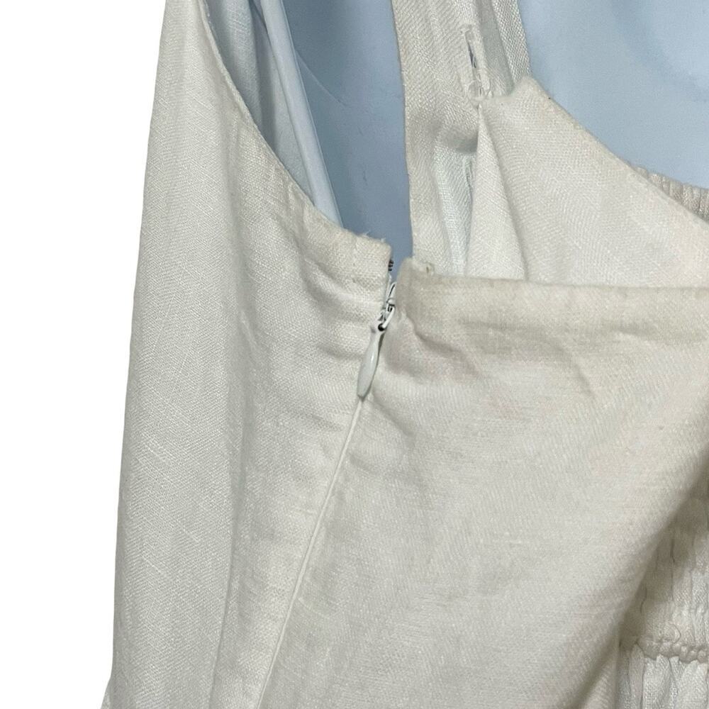 J Crew Square Neck Linen Smocked Midi Dress Size 24 Pure White Coastal Lagom EUC - Picture 6 of 10